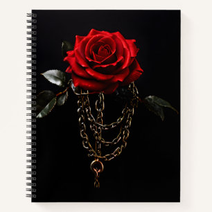 Rote Rose in Ketten Notizblock