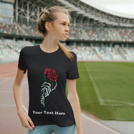Rote Rose in Skeletton Hand T - Shirt