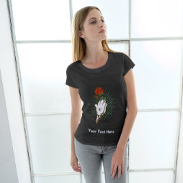 Rote Rose in Skeletton Hand T - Shirt