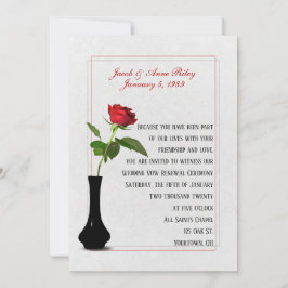 Rote Rose in Vase zur Wetterverlängerung Einladung