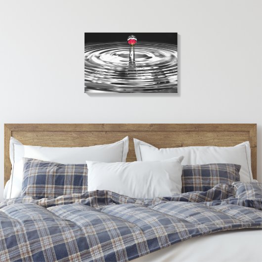 rote Rose in Wassertröpfchen Leinwanddruck (Insitu (Schlafzimmer))