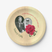 Rote Rose individuelle Hochzeitstag Pappteller (Vorderseite)
