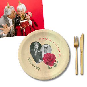 Rote Rose individuelle Hochzeitstag Pappteller
