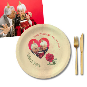 Rote Rose individuelle Hochzeitstag Pappteller