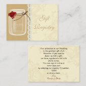 rote Rose-JAR-Gift-Registrierungskarten Begleitkarte (Vorne/Hinten)