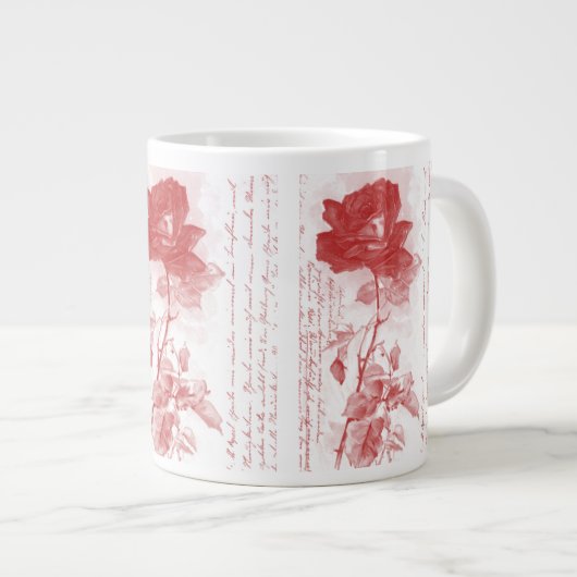 Rote Rose Jumbo-Tasse (Vorderseite Rechts)