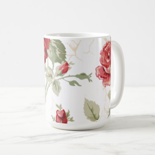 Rote Rose Kaffeetasse (VorderseiteRechts)