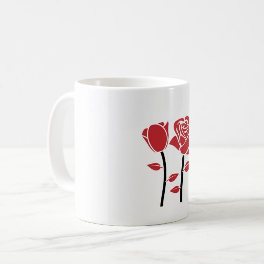 Rote Rose Kaffeetasse (Vorderseite Links)