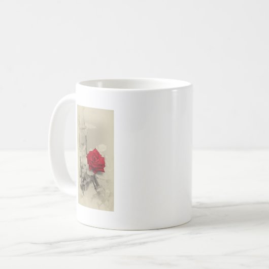 Rote Rose Kaffeetasse (Vorderseite Links)