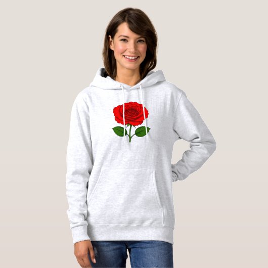 Rote Rose Kapuzenpullover Hoodie (Vorne ganz)