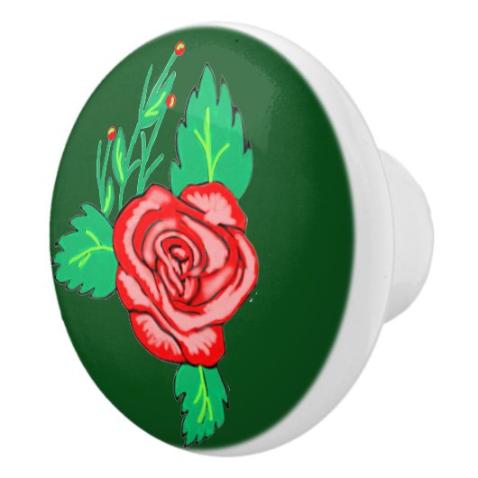 Rote Rose-Keramik Keramikknauf (Rechts)