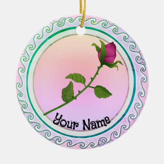 Rote Rose Keramik Ornament (Vorne)