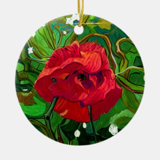 ROTE ROSE KERAMIK ORNAMENT (Vorne)