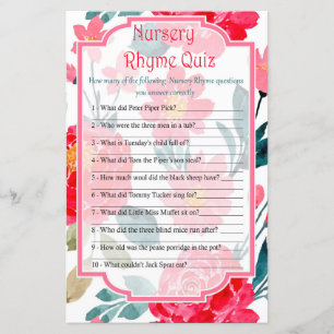 Rote Rose Kinderzimmer Rhyme Quiz Kinderduschspiel