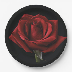 Rote Rose-Kissen Pappteller