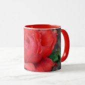 Rote Rose Künstlerische Blume Blumenkohl Tasse (VorderseiteRechts)