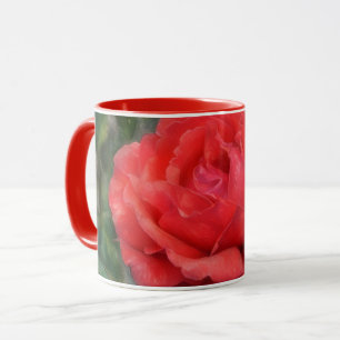 Rote Rose Künstlerische Blume Blumenkohl Tasse