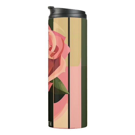 Rote Rose Künstlerische Rose Thermosbecher (Nach rechts gedreht)