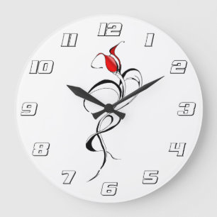 Rote Rose Lady Tribal Tattoo Design 2 Große Wanduhr