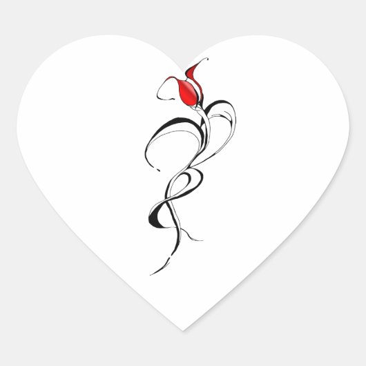 Rote Rose Lady Tribal Tattoo Design Herz-Aufkleber (Vorderseite)