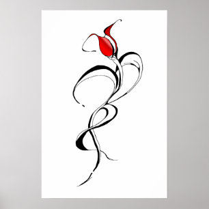 Rote Rose Lady Tribal Tattoo Design Poster