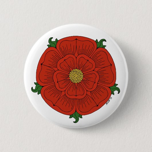 Rote Rose Lancaster Button (Vorderseite)