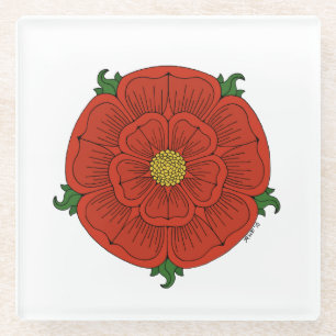 rote Rose Lancaster Glasuntersetzer