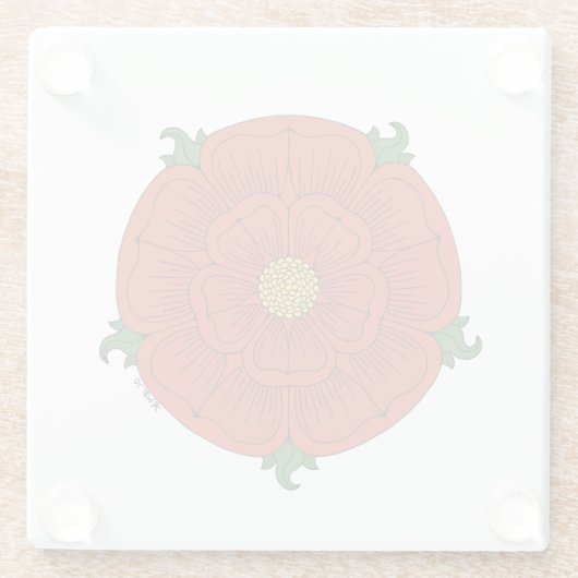 Rote Rose Lancaster Glasuntersetzer (Rückseite)