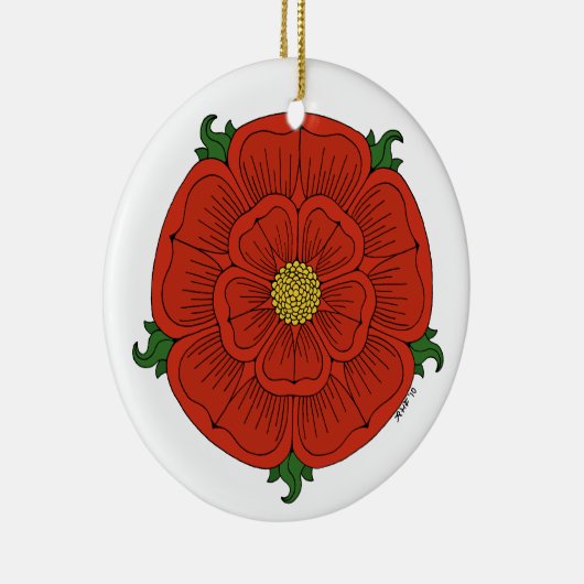 Rote Rose Lancaster Keramikornament (Rechts)