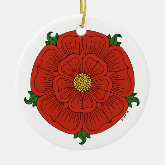 Rote Rose Lancaster Keramikornament (Vorne)