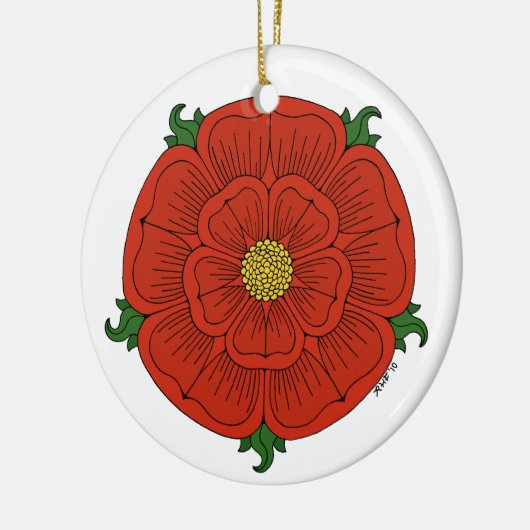 Rote Rose Lancaster Keramikornament (Links)