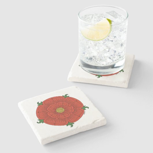 rote Rose Lancaster Steinuntersetzer (Seitenansicht)