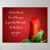 Rote Rose Lebenseinstellung Zitat Inspiration Poster (Vorne)