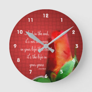 Rote Rose Lebenseinstellung Zitat Inspiration Runde Wanduhr