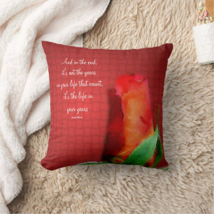 Rote Rose Lebensmotive Zitat Inspirierend Kissen