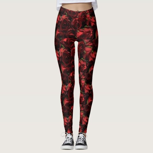 Rote Rose Leggings (Vorderseite)