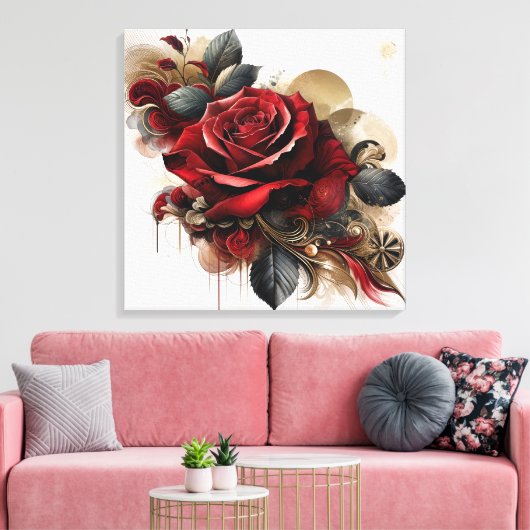 Rote Rose Leinwanddruck (Insitu (Wohnzimmer))