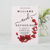 Rote Rose Liebe Einladung Hochzeit (Stehend Vorderseite)