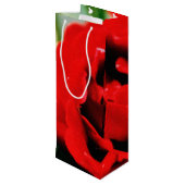 Rote Rose Liebe Geschenktüte Für Weinflaschen (Rückseite Schrägansicht)