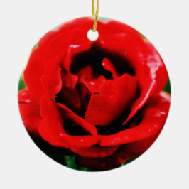 Rote Rose Liebe Keramik Ornament