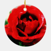Rote Rose Liebe Keramik Ornament (Hinten)