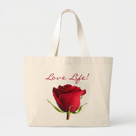 Rote Rose Liebe Lebensdauer Leinwand Jumbo Tote Ba Stoffbeutel (Vorne)