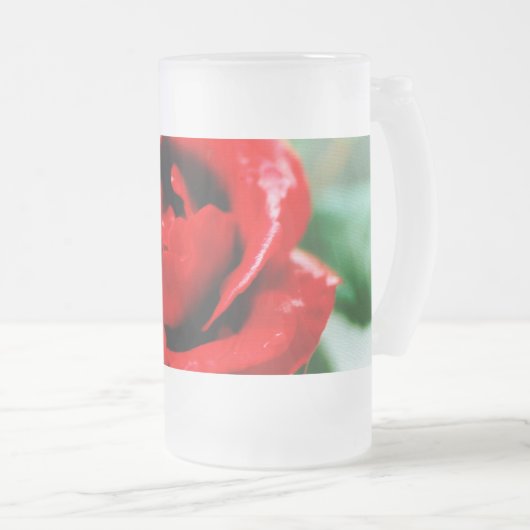 Rote Rose Liebe Mattglas Bierglas (VorderseiteRechts)
