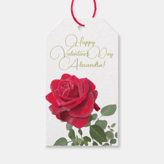 Rote Rose - Liebe - Personalisiertes Valentinsymbo Geschenkanhänger (Vorderseite)