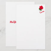 Rote Rose Liebe Sie Stationierung Briefpapier (Vorne/Hinten)