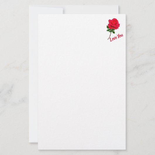 Rote Rose Liebe Sie Stationierung Briefpapier (Vorderseite)