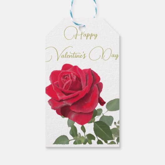 Rote Rose - Liebe - Valentinstag Geschenkanhänger (Rückseite)