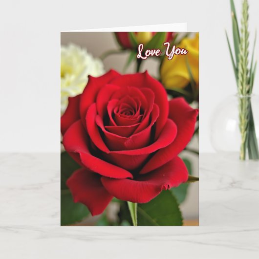 Rote Rose Liebt Dich Karte (Vorderseite)