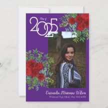 Rote Rose Lila Foto Abschluss Ankündigung