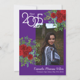 Rote Rose Lila Foto Abschluss Ankündigung